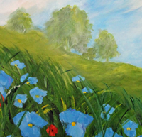 Blue Flowers  60 x 80 cm  Acryl auf Leinwand 2021
