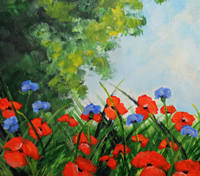 Poppies and Cornflowers 60 x 80 cm  Acryl auf Leinwand  2021