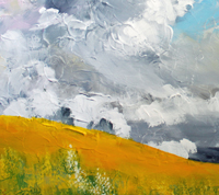 Clouds over Rapeseed Field  90 x 110 cm Acryl auf Leinwand 2021